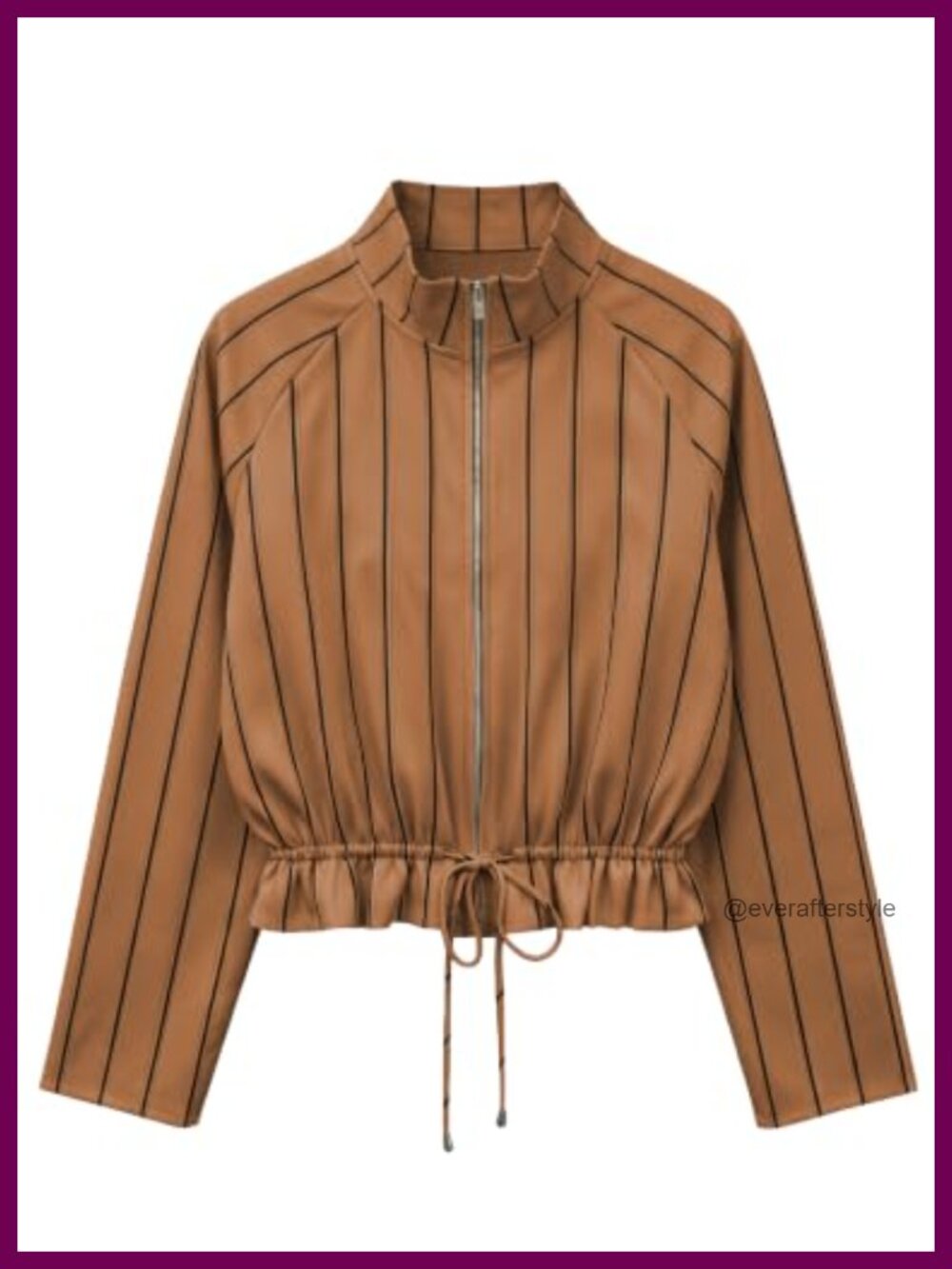 Womens Zip Up Cropped Jacket Striped Casual Lightweight Raglan Sleeve
